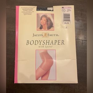 Vtg Jaclyn Smith Bodyshaper Pantyhose W Lycra Control Top Sandalfoot Navy Size D